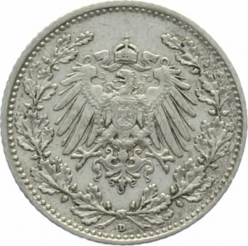 Kaiserreich 1/2 Mark 1907 D